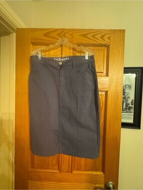 Inherit Co. Navy-Gray Midi Skirt - Classic A-Line